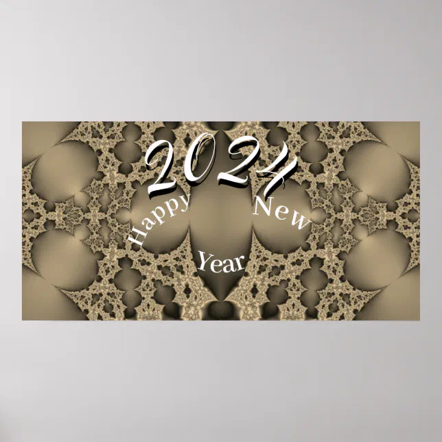 Happy New Year - golden fractal Poster