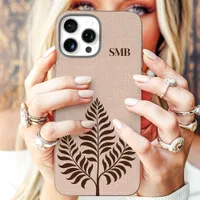 Minimalist Brown Botanical Monogram iPhone 16 Pro Max Case