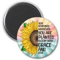 Inspirational Quote and Hand Drawn Sunflower Magnet