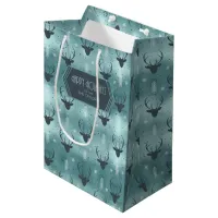 Deer Antlers Arrows Christmas Pattern Teal ID861 Medium Gift Bag