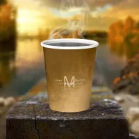 Watercolor Wedding Monogram Autumn Gold ID786 Paper Cups