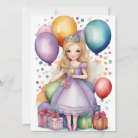 Princess Birthday Girl in Purple Flat Card