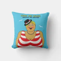 Retro British Seaside Kiss Me Quick Lady Throw Pillow