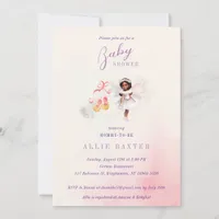 Cute Pink Shoes Fairy Dust Girl Baby Shower Invitation