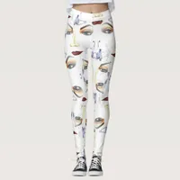 Chic Artistic Feminine Elements in Watercolor Leggings