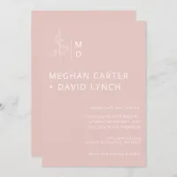 Blush Pink Botanical Monogram Wedding  Invitation