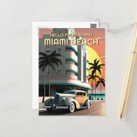 1930s Art Deco Miami Beach Ocean Drive Sunset Postcard