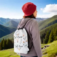 Self Care is Self Love:Embrace Yourself Drawstring Bag