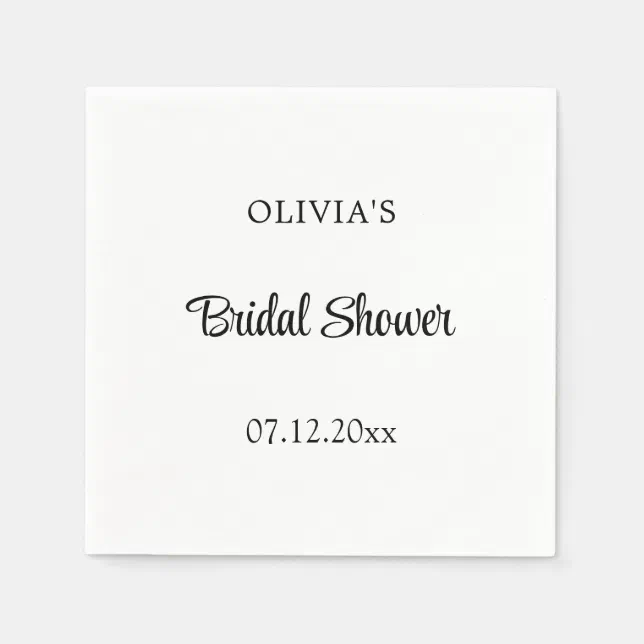 Simple Minimalist Bridal Shower Napkins