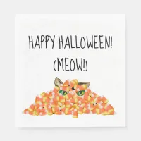 Cat in the Candy Corn Funny Halloween Napkins