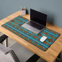 Southwest Mountain Peaks Turquoise Geometric Motif Desk Mat