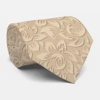 Chic Vintage Tropical Taupe | Abstract Floral Neck Tie