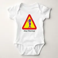 Alien Warning Purple Alien Caution Sign Baby Bodysuit