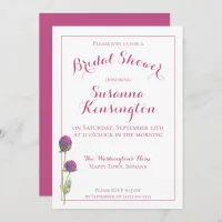 Watercolor Wildflower Pink Floral Bridal Shower Invitation