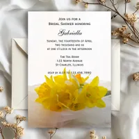 Yellow Daffodils on White Bridal Shower Invitation