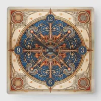 Steampunk Tarot Star Pattern#2 ID1081 Square Wall Clock