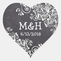 Chalkboard Black & Pink Heart  Wedding Stickers