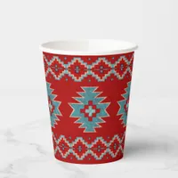 Southwest Mesas Red and Turquoise Geometric Design Paper Cups