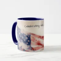 Celebrating 4th of July - Watercolor USA Flag  Mug