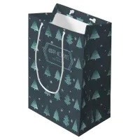 Christmas Trees and Snowflakes Pattern Teal ID863 Medium Gift Bag