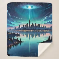 Out of this World - Magical Nighttime Skyline Sherpa Blanket