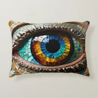 Cute Mosaic Stained Glass Eye design  Accent Pillow