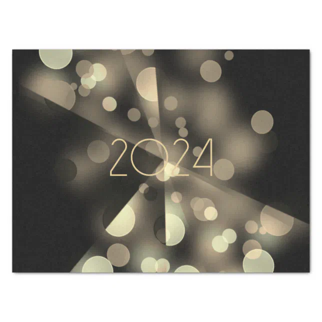 2024 new year with golden bubbles tissue paper