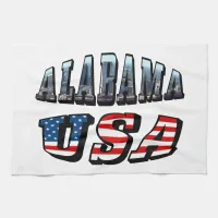 Alabama Picture and USA Flag Font Towel