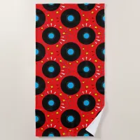 Vinyl Records Retro Music Pattern Beach Towel