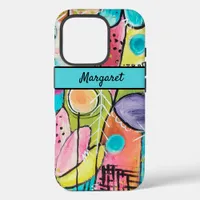 Modern Abstract Fun Whimsical Red Blue Green Pink iPhone 16 Pro Case