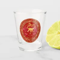 Chinese Zodiac Monkey Red/Gold ID542 Shot Glass