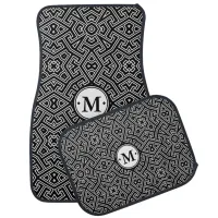 Geometric Pattern Monogram Black and White ID149 Car Mat