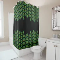 Neon green leaves - fractal art, shower curtain