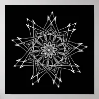 Black Background Large Mandala Adult Coloring Poster