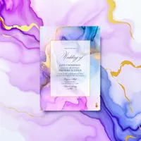 Elegant Flowing Alcohol Ink Wedding Invitation