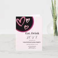 3 hearts Eat, Drink and Love Valentine's Day Party Invitation
