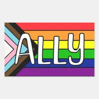 LGBTQIA+ Ally | Rainbow Flag Rectangular Sticker