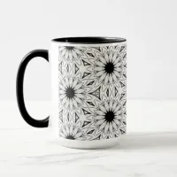 Delicate Black and White Flower Pattern Mug