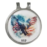 *~* American Flag USA Bald Eagle Initials AP16 Golf Hat Clip