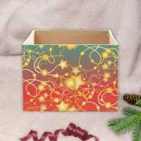 Gold Stars and Strings on Red/Orange/Green Ombre Wrapping Paper Sheets