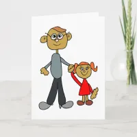 Best Daddy Father's Day Father & Daughter Cartoon Card