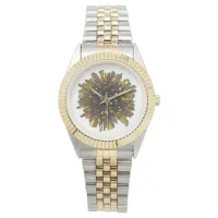 *~* Men's Gold Color Crystal Sphere Metallic Watch