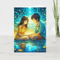 Romantic Valentine's Day Anime Couple Card