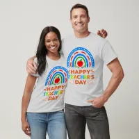 Happy Teachers Day Rainbow & Apple Unisex Light T-Shirt