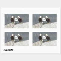 Funny Eagles and Seagull Rectangular Sticker