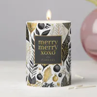 Black Gold Christmas Merry Pattern#21 ID1009 Pillar Candle