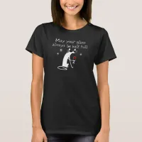 Glass Half Full Funny Wine Toast with Cat T-Shirt