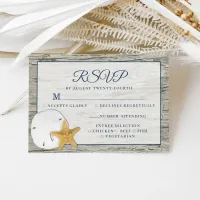 Rustic Beach Driftwood Sand Dollar Wedding RSVP