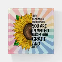 Inspirational Quote and Hand Drawn Sunflower Paperweight