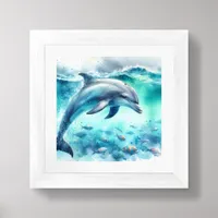 Coastal Beach Under the Sea Dolphin Ocean  Framed Art